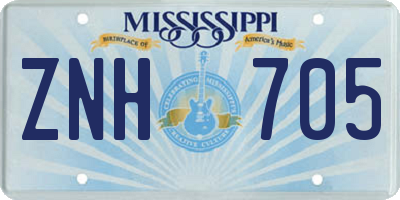 MS license plate ZNH705