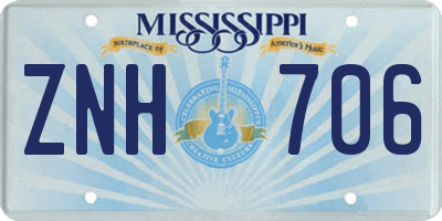 MS license plate ZNH706