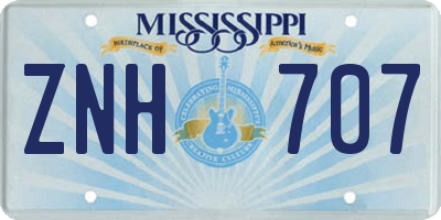 MS license plate ZNH707