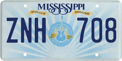 MS license plate ZNH708