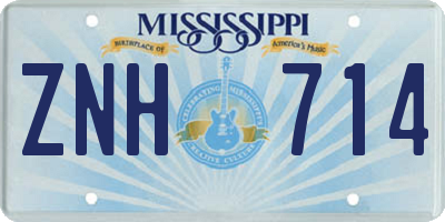 MS license plate ZNH714
