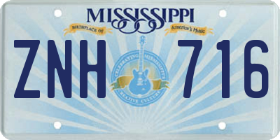 MS license plate ZNH716