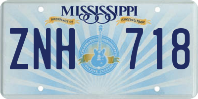 MS license plate ZNH718