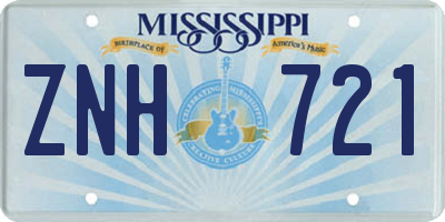 MS license plate ZNH721