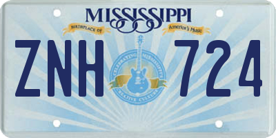MS license plate ZNH724