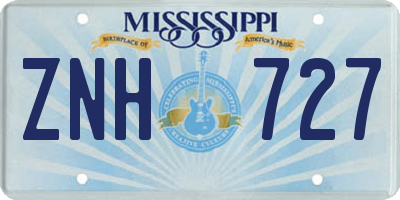 MS license plate ZNH727