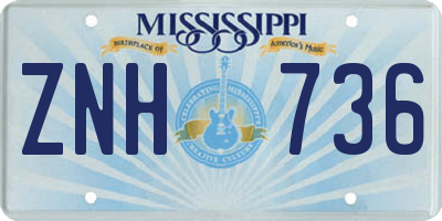 MS license plate ZNH736