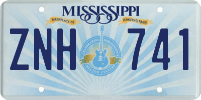 MS license plate ZNH741