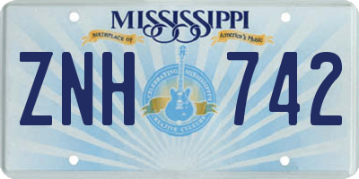 MS license plate ZNH742