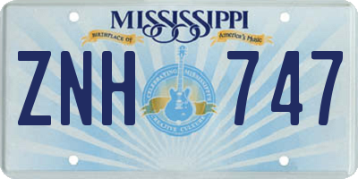 MS license plate ZNH747