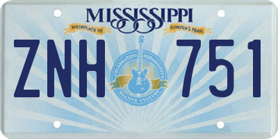 MS license plate ZNH751