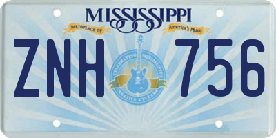 MS license plate ZNH756