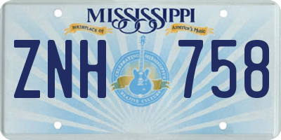 MS license plate ZNH758