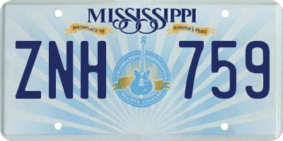 MS license plate ZNH759