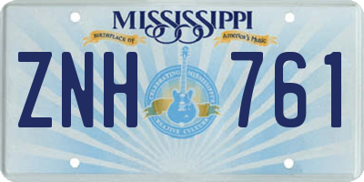 MS license plate ZNH761