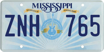 MS license plate ZNH765