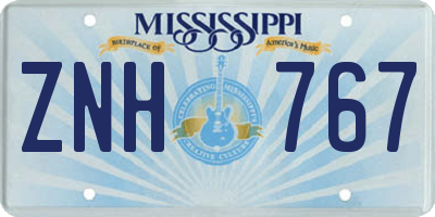 MS license plate ZNH767