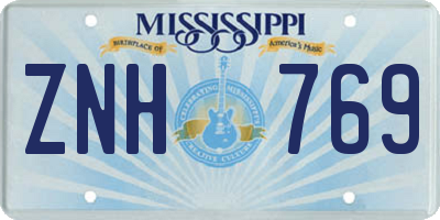 MS license plate ZNH769