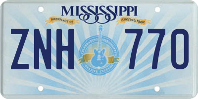MS license plate ZNH770