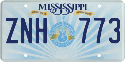 MS license plate ZNH773