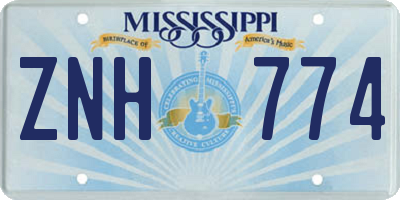 MS license plate ZNH774