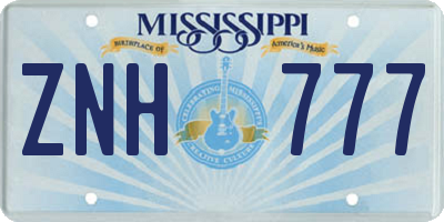 MS license plate ZNH777