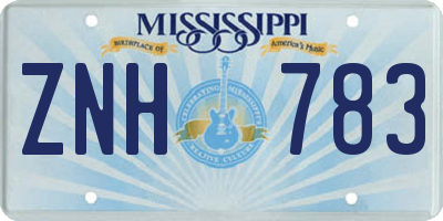 MS license plate ZNH783