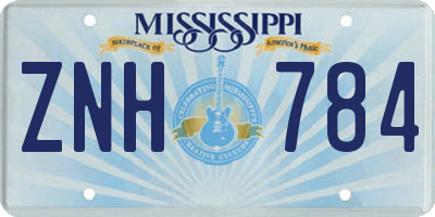 MS license plate ZNH784
