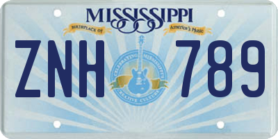 MS license plate ZNH789
