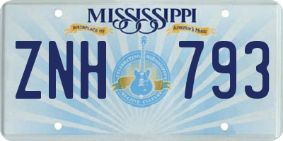 MS license plate ZNH793