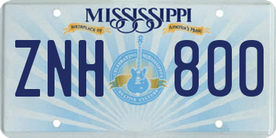 MS license plate ZNH800