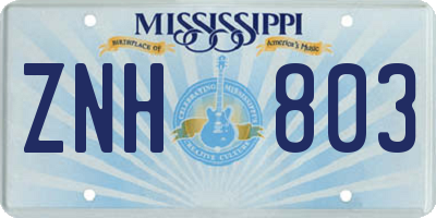 MS license plate ZNH803