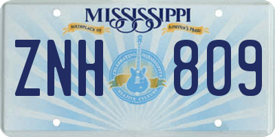MS license plate ZNH809