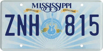 MS license plate ZNH815