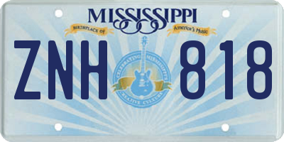 MS license plate ZNH818