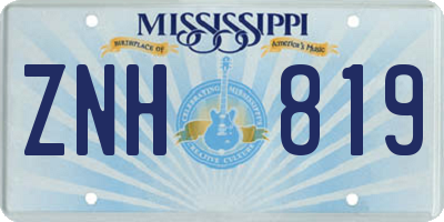 MS license plate ZNH819