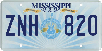 MS license plate ZNH820