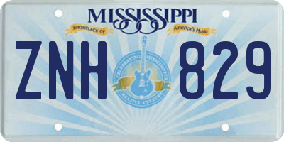 MS license plate ZNH829