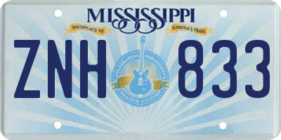 MS license plate ZNH833