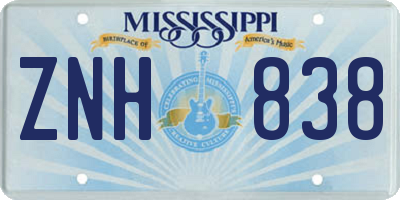 MS license plate ZNH838