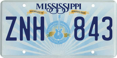 MS license plate ZNH843