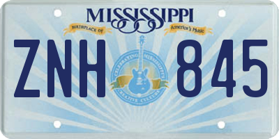 MS license plate ZNH845