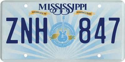 MS license plate ZNH847