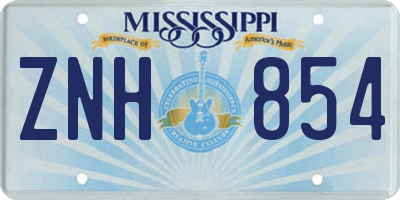 MS license plate ZNH854