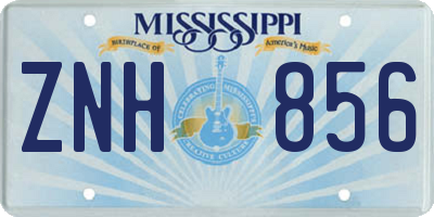 MS license plate ZNH856