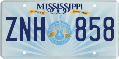 MS license plate ZNH858