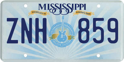 MS license plate ZNH859
