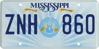 MS license plate ZNH860