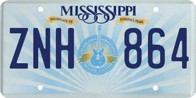 MS license plate ZNH864
