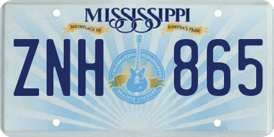 MS license plate ZNH865